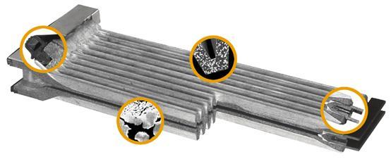 The Herding Sinter-Plate Filter Element Stainless steel bar to stabilize total filter element and support system Filter element capable of being washed, regenerated, recycled, lint-free Matrix