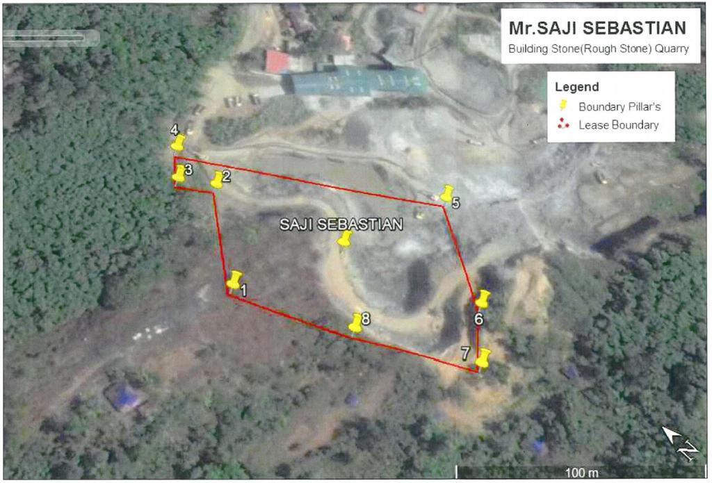 Google Image showing Project Boundary 3.3 Details of alternate sites considered No alternative sites considered, the proposal is mining project and it is site specific. 3.4 Size of magnitude of operation Extent of the mining lease area is 0.