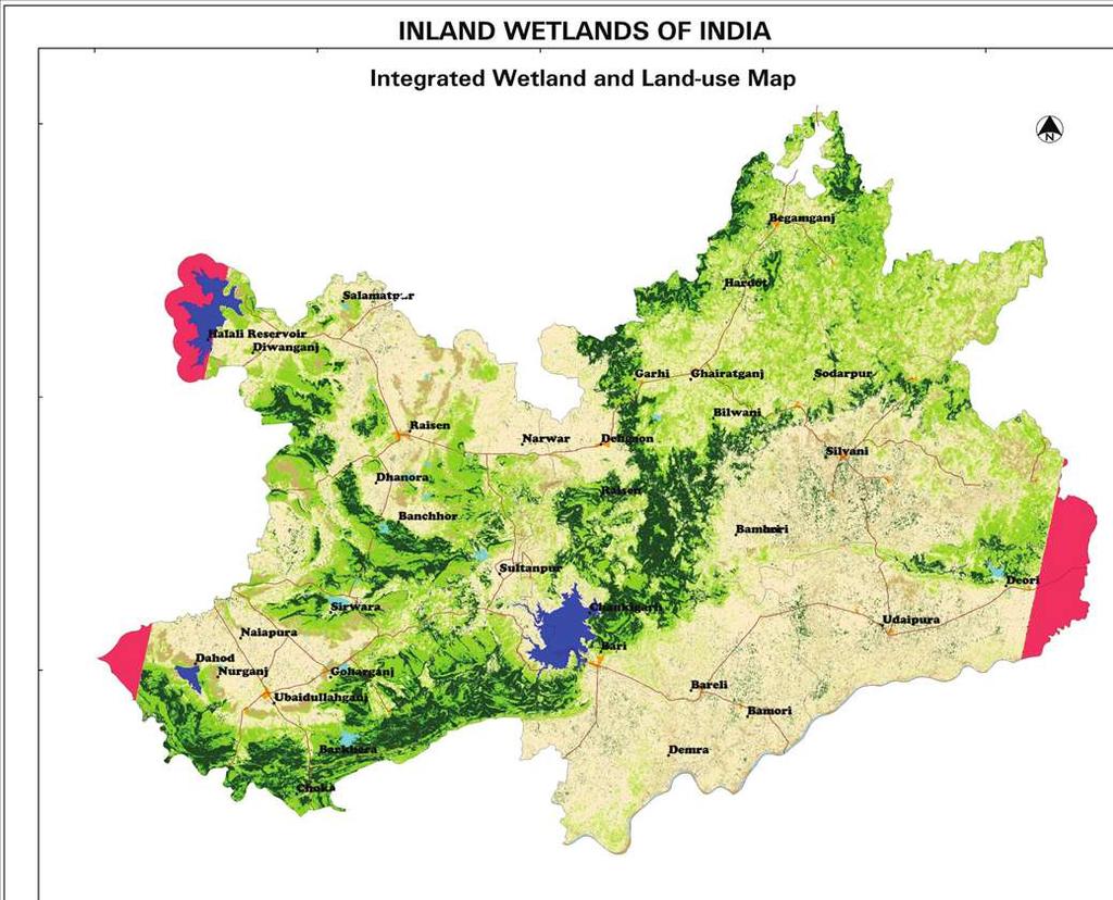Inland s of India - Conservation Atlas Integrated wetland and land use map Madhya