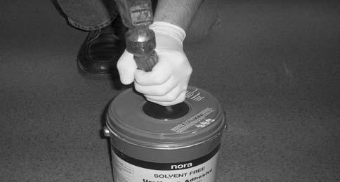 410 adhesive over 100% of the subfloor without puddling, may cause bubbling of the floor covering. NOTE: PU adhesive are recommended when there is a risk of standing water, heavy point loading (i.e. forklift trucks) or when specified.