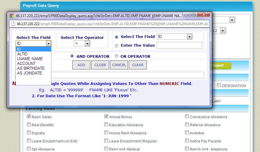Emportant HRMS: Payroll Data Query (you can add query to