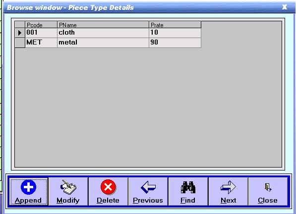 G. Piece Setup G.1.1 Piece master: This option is used in Export houses.