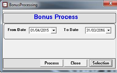 H. Final Setup H.1.1 Bonus Processing: In Bonus processing, you have to enter that date till that you want to process for bonus. Figure H.2.