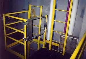 Ladderway Floor Openings Guard with a standard railing with toeboard on all exposed sides (except entrance) Guard