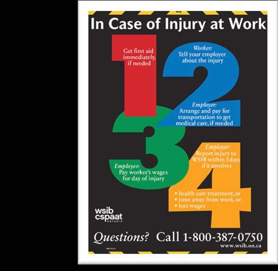 Posting: Workplace Safety and Insurance Act, 1997 3 Employers who are covered by the Workplace Safety and Insurance Act, 1997 must post up and keep posted the In Case of Injury Poster (Form 82) in