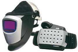 Speedglas 9000 safety helmet with Adflo Welder protection for areas with overhead hazards, with a powered air respirator for optimal mobility.