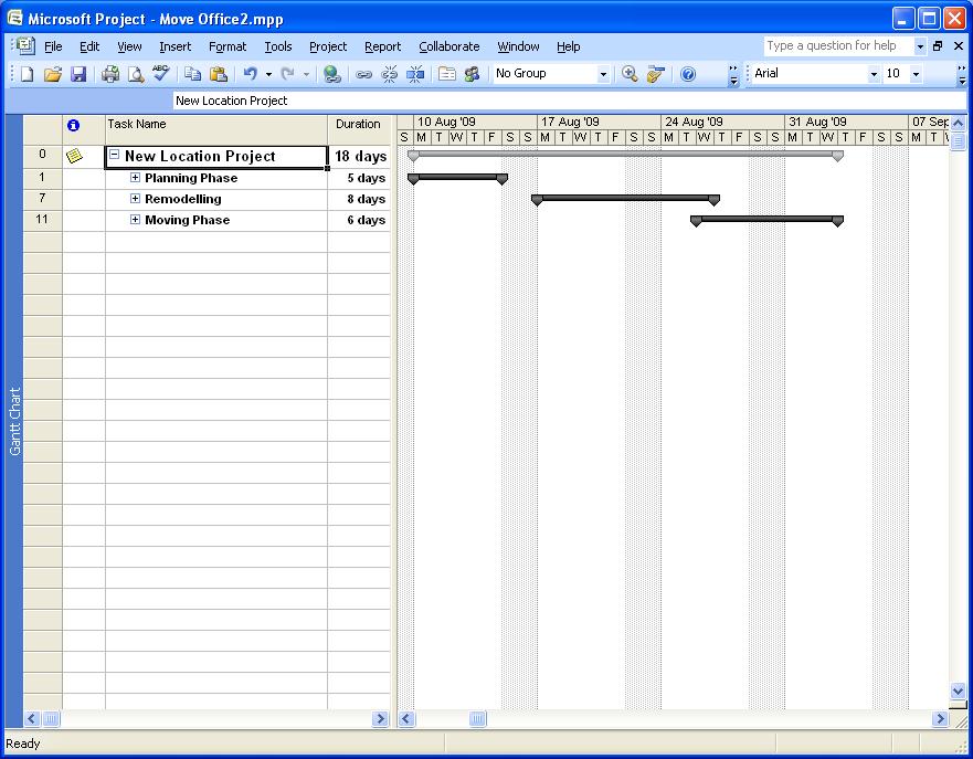 Outlining Tasks You can also use the outlining buttons on the Formatting toolbar to expand and collapse summary tasks.