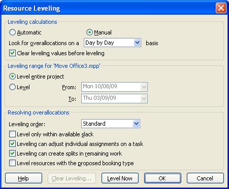 Adjusting Resources LEVELLING A RESOURCE If multiple tasks have been scheduled at the same time, resource overallocation can result.