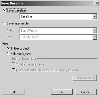 Microsoft Project 2002(XP) 03 Level 1 Lesson 8 - Working with a Baseline SAVING A PROJECT BASELINE The baseline plan is the original project plan you save to track progress.