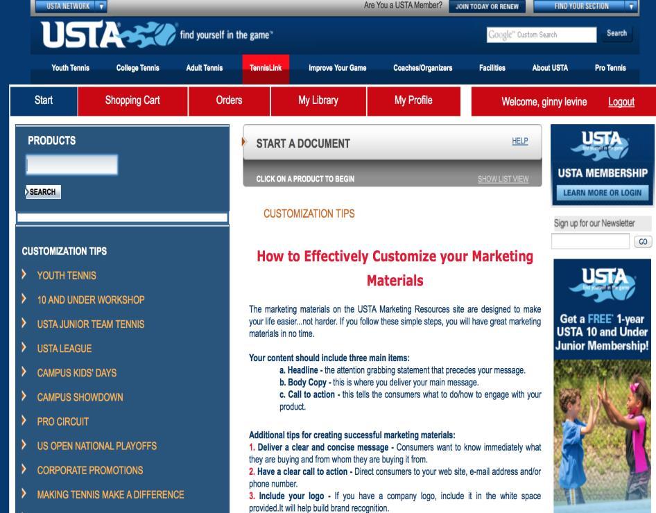 USTA Marketing Program Materials USTA offers marketing materials to make it easy to promote programs http://www.ourweb2print.com/usta/login.