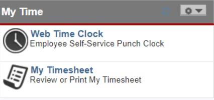 7 All nonexempt employees should see the following My Time quick kink options to access the Web Time Clock and view the payable/processed My Timesheet.