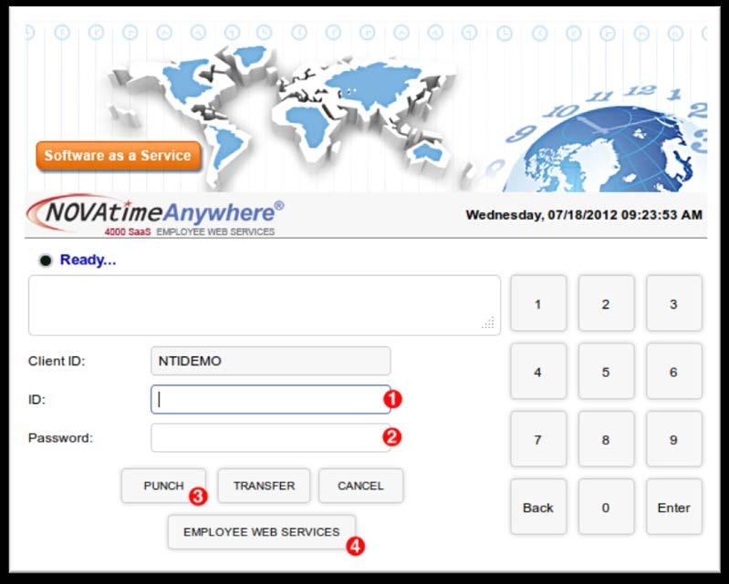 2.0 Accessing NOVAtime 2.0 Accessing NOVAtime The User Web Services Login is the entry point to NOVAtime 4000. To access the system, you will need a standard Internet browser).