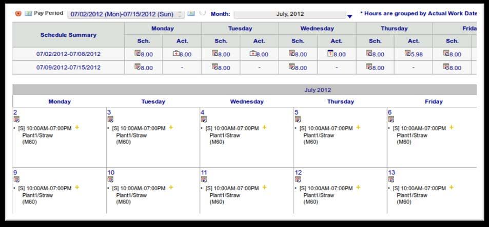 3.0 Employee Web Services 3.3 Schedule NOVAtime allows employees to quickly view their upcoming schedule through the schedule tab. Figure 3.