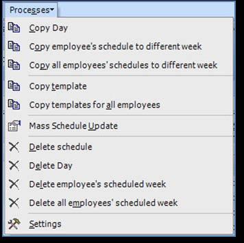 To copy a schedule template for one employee, select Copy template To copy schedule templates for all employees currently on the scheduler view, select Copy templates for all employees c.