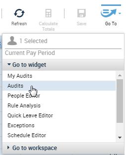 2 Where Go To is actively displayed, click it and select Audits.