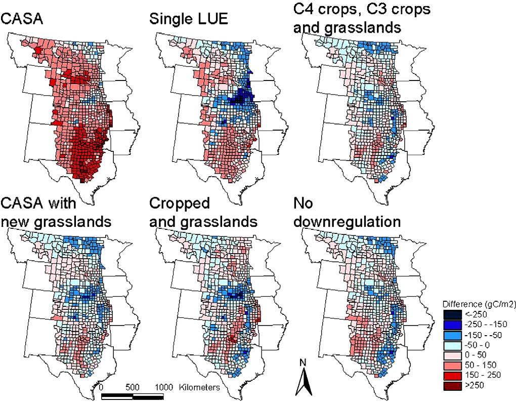 J.B. Bradford et al. / Remote Sensing of Environment 96 (2005) 246 255 251 Fig. 3. Maps of differences between remotely sensed NPP estimates and ground-based NPP estimates for the U.S. Great Plains.