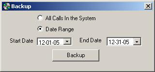 Once you click on the Backup Menu icon you will see this screen: To perform a Backup of call data, click on Backup Calls