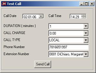 Test Calls Purpose Clicking on this button will allow you to put a test call into the system to check if phone calls are posting properly to the PMS.