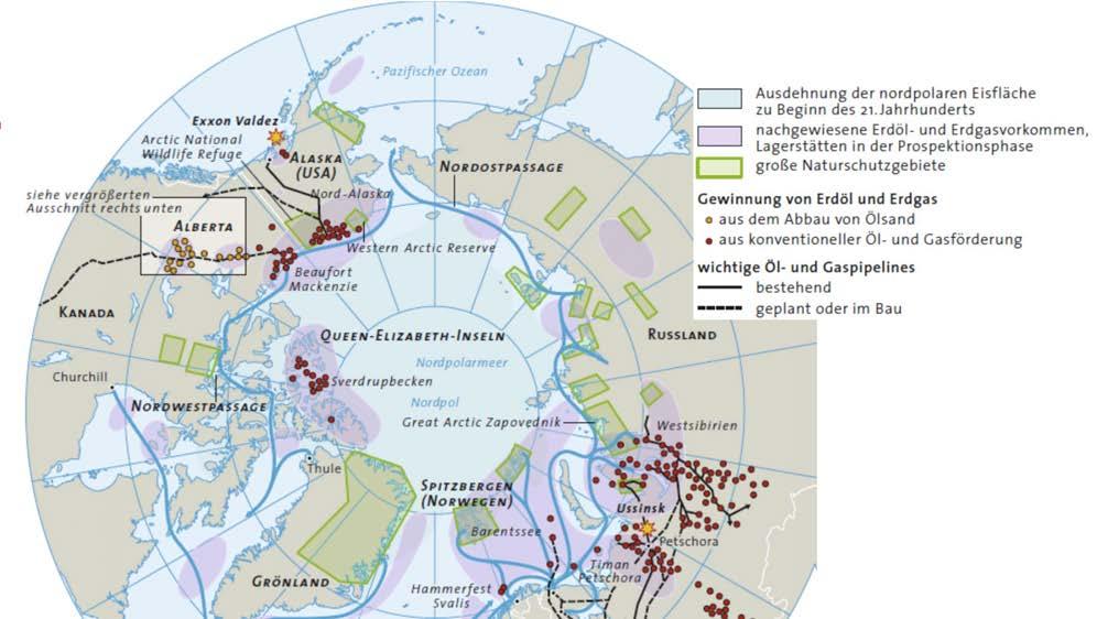 Arctic region and its resources Expansion of North pole ice cover (early 21st century) Proven oil and gas