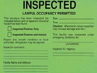 Posting System INSPECTED (Green): Appears safe for lawful occupancy No control on use or occupancy LIMITED