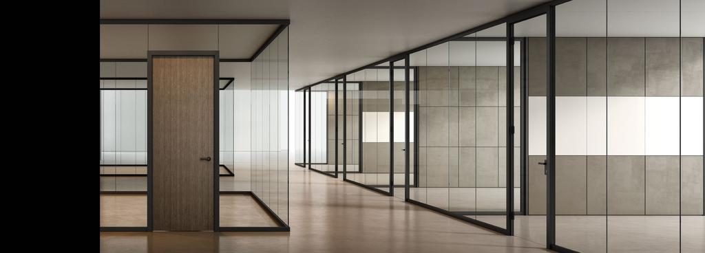 DWEL DWEL is a full height wall system designed with a low profile aluminum frame structure which supports single wall glass elements that are seamlessly connected with a