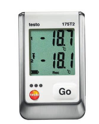 0572 6560 Data logger testo 175 T1 Ideal for long-term measurements: measurement data memory for 1 million readings, battery life of up to 3 years