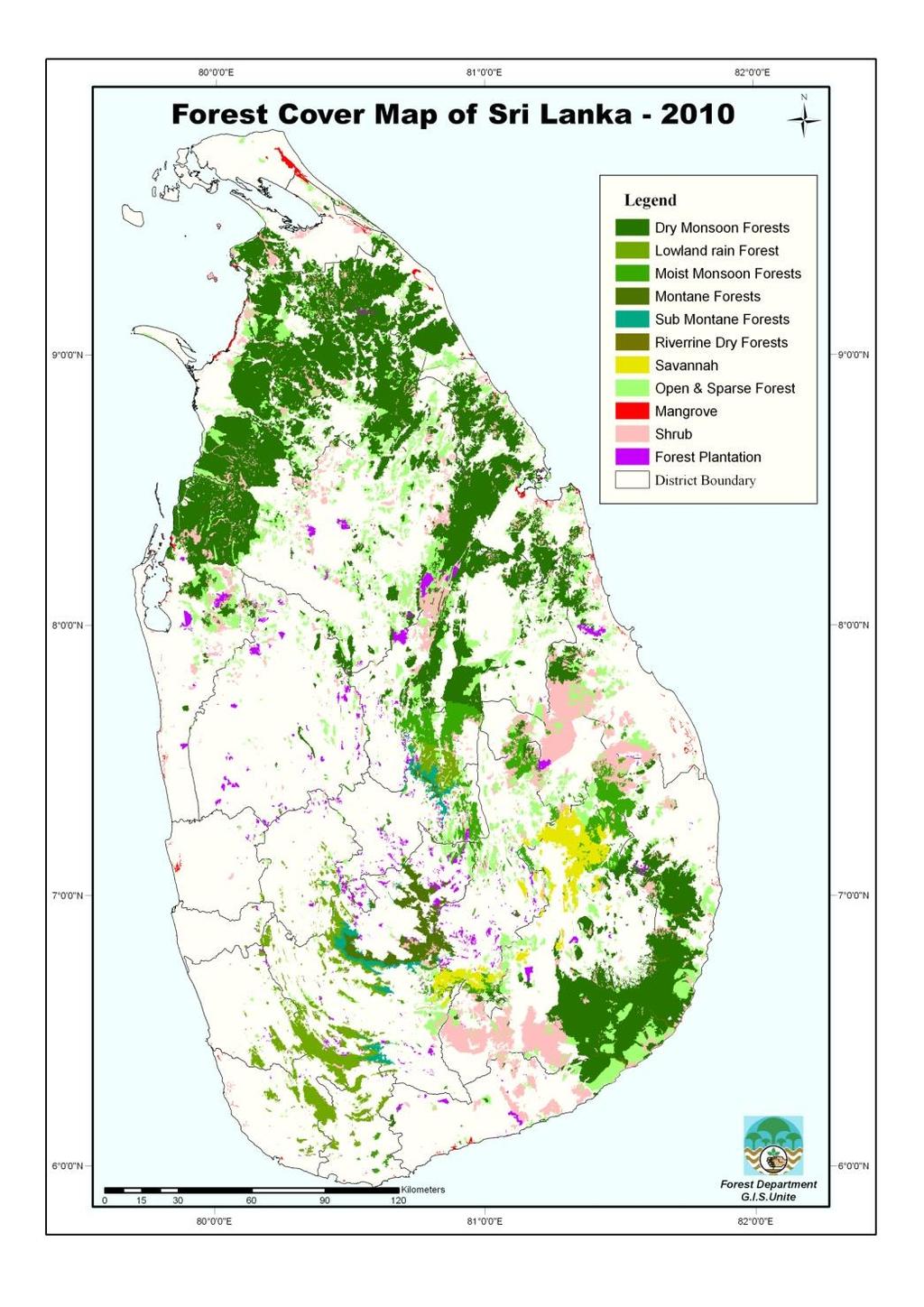 Dense forest (Canopy Cover over 40%) 22% Sparse Forests (Canopy Cover