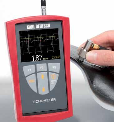 Ultrasonic Testing ECHOMETER - Wall Thickness and Sound Velocity Gauges Test principle The wall thickness is determined by means of