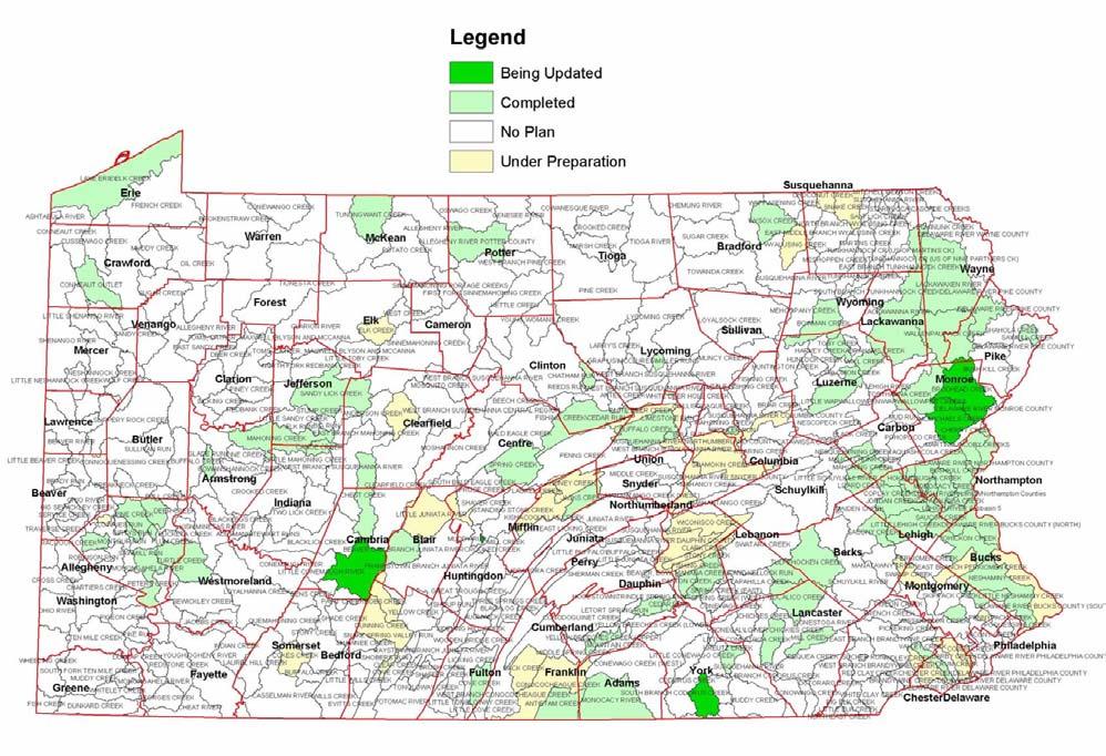 167-designated watershed. In the past, some counties have taken much more initiative in the Act 167 planning program and developed more Act 167 plans than others.