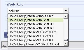 Scroll down to the bottom of the work rule list, then scroll back up 2 pages to see the available work rules for on call employees 4.