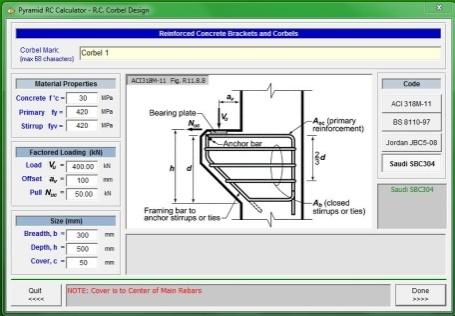The shear design component is fairly sophisticated providing shear