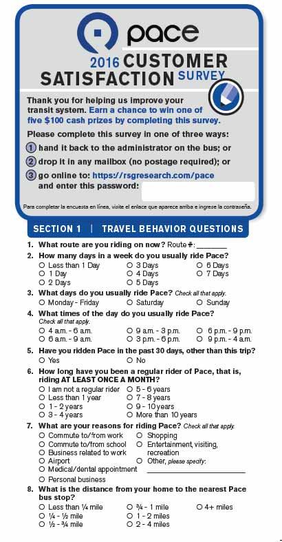 Online respondents could opt to take the Metra and Pace survey in English or Spanish, while CTA survey respondents could take the survey in English, Spanish or Polish.