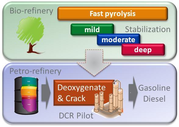 Co-processing bio-oil with petroleum FCC oils (vacuum gas-oils) Understand