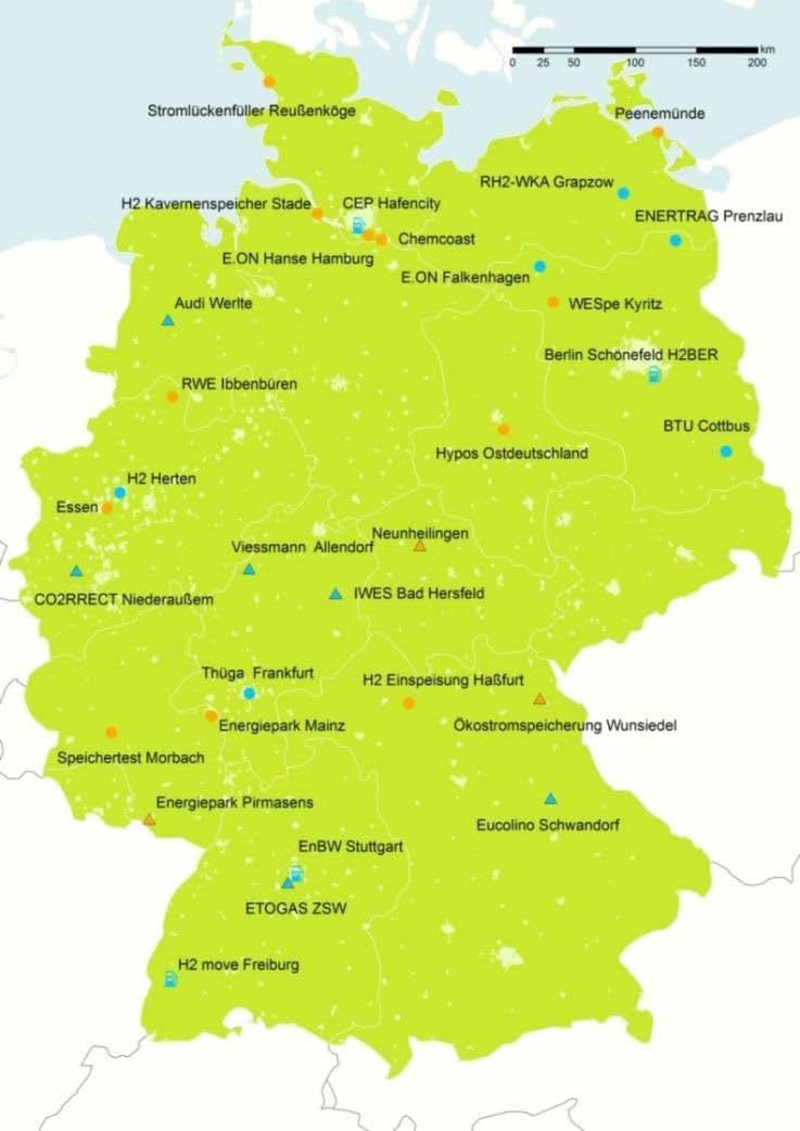 Power-to-Gas Projects in Germany Preparing the Energiewende for transportation currently > 30 PtG projects / activities designed to run on renewable energies including 16 operating plants with a