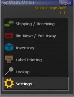 Settings: The settings sections is used to define a portable or warehouse printer.