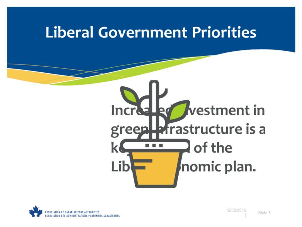 A new liberal government drastically changes our political environment in Canada. Here are some key areas and themes from our new government that will affect Ports.