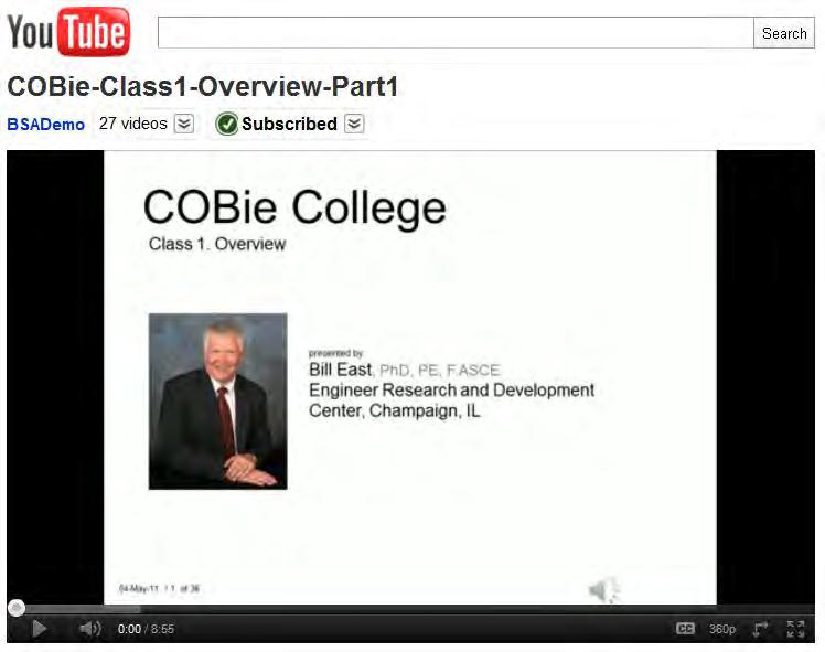 YouTube: COBie College Highly