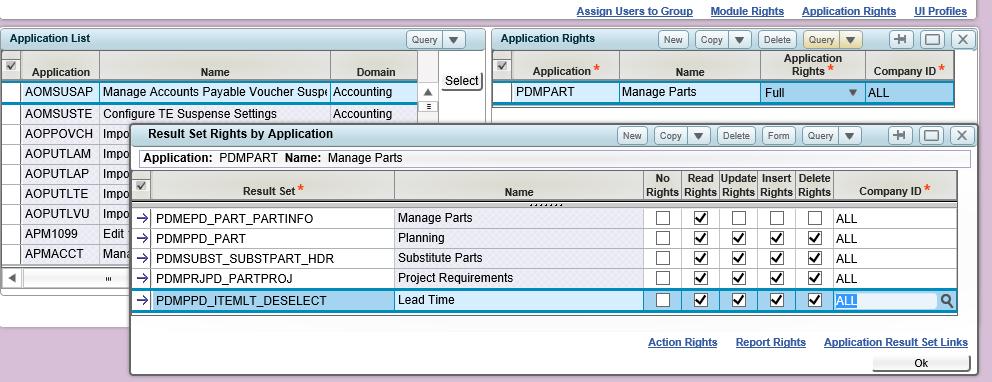 Parts User Security Access TIP: Use Result Set Security to restrict access to various part master attributes by user role Engineering/CM: Basic Part Data Planning: