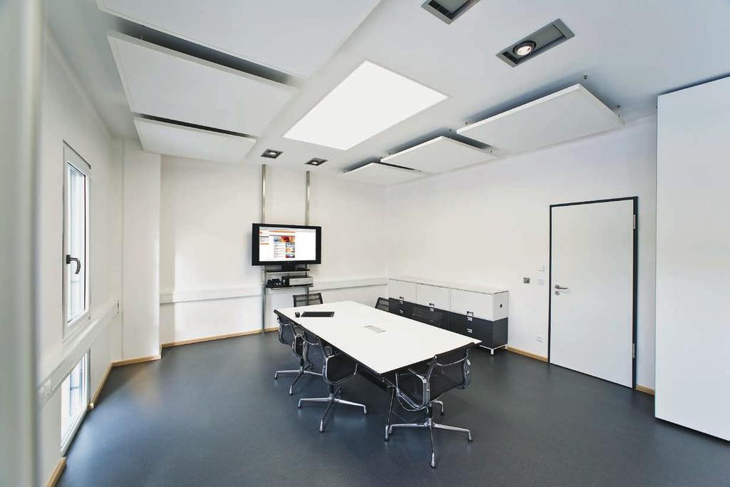 The diffuse application of sound absorbing surfaces is an important aspect in acoustic planning.