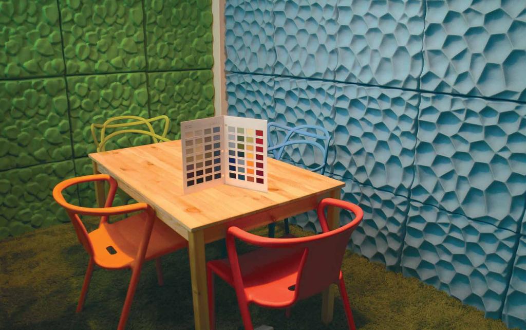 CUBIX CUBIX is a modular acoustic panel that can be assembled together to make a feature wall. The panel is made with eco-friendly polyester and felt. Specifications: 1.