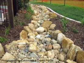 In waterways it is usually preferred that placement rock is appropriately vegetated to improve aesthetics and rock stability. The rock-sizing equations assume the rock has a fractured angular shape.