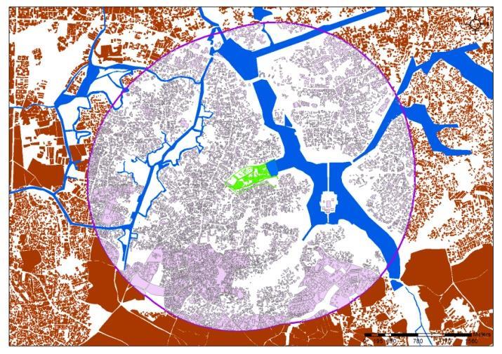 in property values in the local area (within 500m radius) Availability of open space for frequent users (from within 1km radius) Availability of open space for nonfrequent users