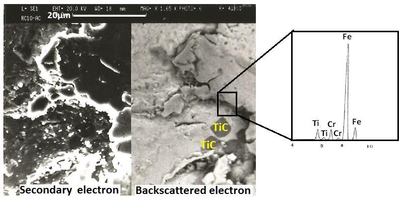 Figure 7 shows a cross-section of worn surface of as cast method.