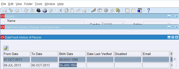 Date Track History of Person 9 8 8. Click the X in the upper right active window to close the Date Track History of Person form. 9. Click the X in the upper right active window to close the Date Track History Change Field Summary form.