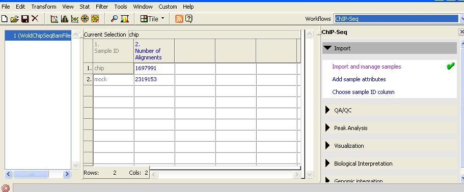 Figure 2: Bam Sample Manager used to add or remove additional bam files to the experiment The resulting spreadsheet is shown in Figure 3. Each sample will be on one row.