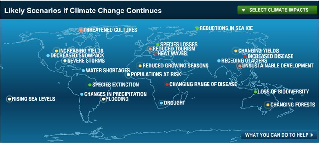 Climate change impacts Themes: Freshwater resources Ecosystems Food and forests Coastal areas Industry and
