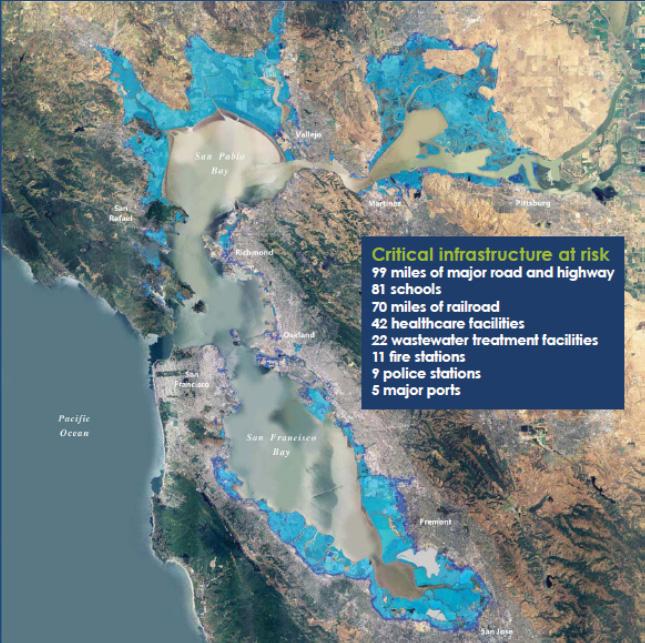 Sea Level Rise San Francisco Bay Area Blue: Areas that could be inundated by 16 inch sea level rise Purple: Areas that could be
