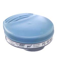 Test Pro² P3 EN 143 Weight 69 g max 300 g (2) of microfibre filter element 11,2 mm max. @ 15 l/min @ 47.5 l/min 10 years 0,4 mbar 1,4 mbar Protection capacity, min penetration % < 1.2 mbar < 4.