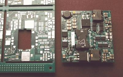 PCBs/Typical Assembly Process Panel of an electronic unit (left) Electronic assembly after manufacturing process Typical manufacturing process: Silk-screen solder paste onto the panel Pick-and-place
