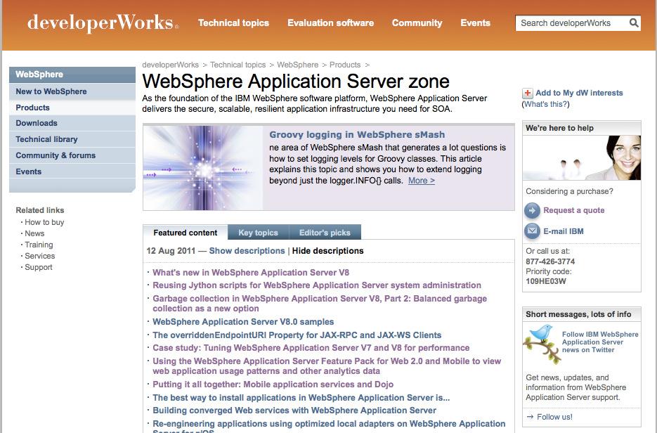 IBM developerworks WebSphere Application Server Zone Technical Articles, Tutorials, Wikis,
